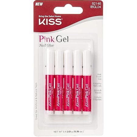 Kiss Pink Gel Nail Glue w/ 4 Pipettes (2 Pack) 